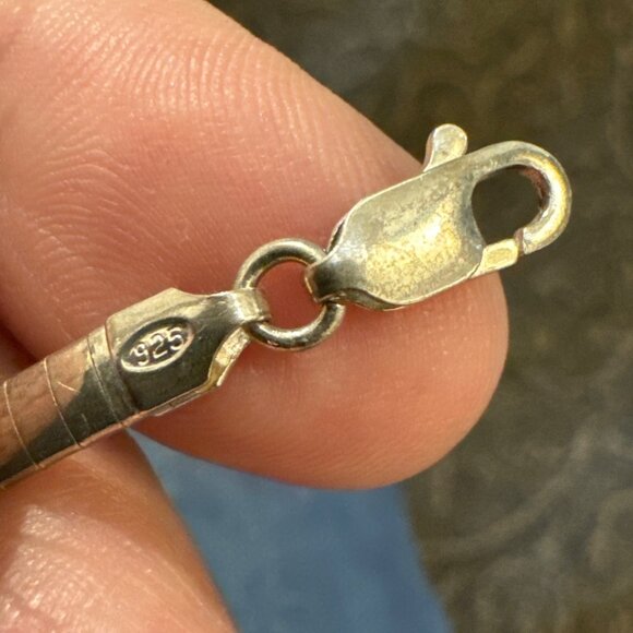 VTG Solid Sterling Silver 925 Italy Omega Chain Necklace Size 16.25'' Length - Picture 6 of 7